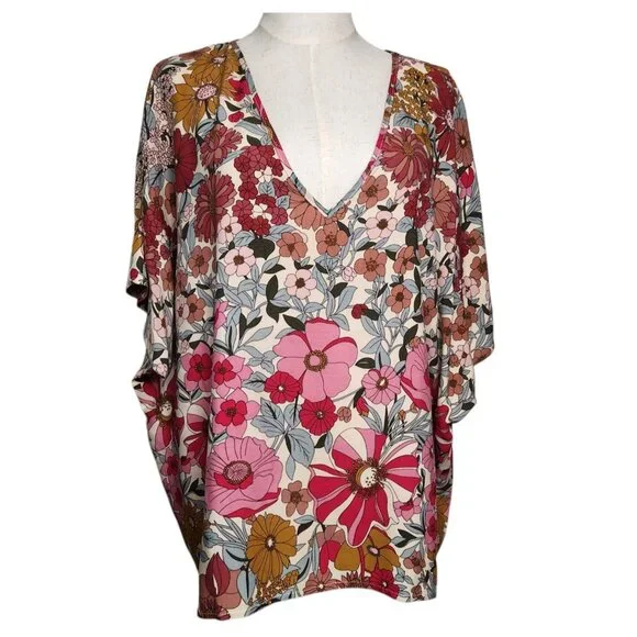 NATURAL LIFE Floral V-Neck Blouse - Multicolor - Picture 2 of 6